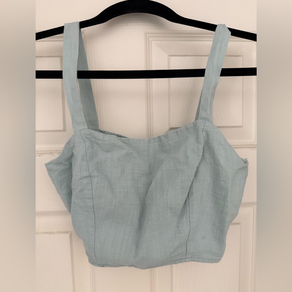 HYFVE Light Blue Cropped Linen Tank Top NWOT